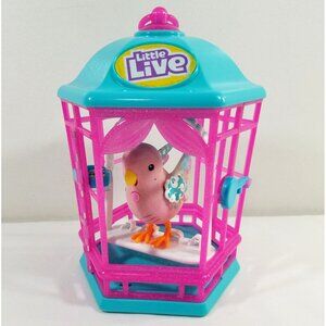 Little Live Pets Interactive Talking Bird In Bird Cage Pink Parakeet Toy
